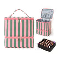 Estojo organizador de esmaltes e óleos essenciais de camada dupla, kit portátil com 30 compartimentos para cuidados com as unhas, estojo organizador para ferramentas de manicure.
