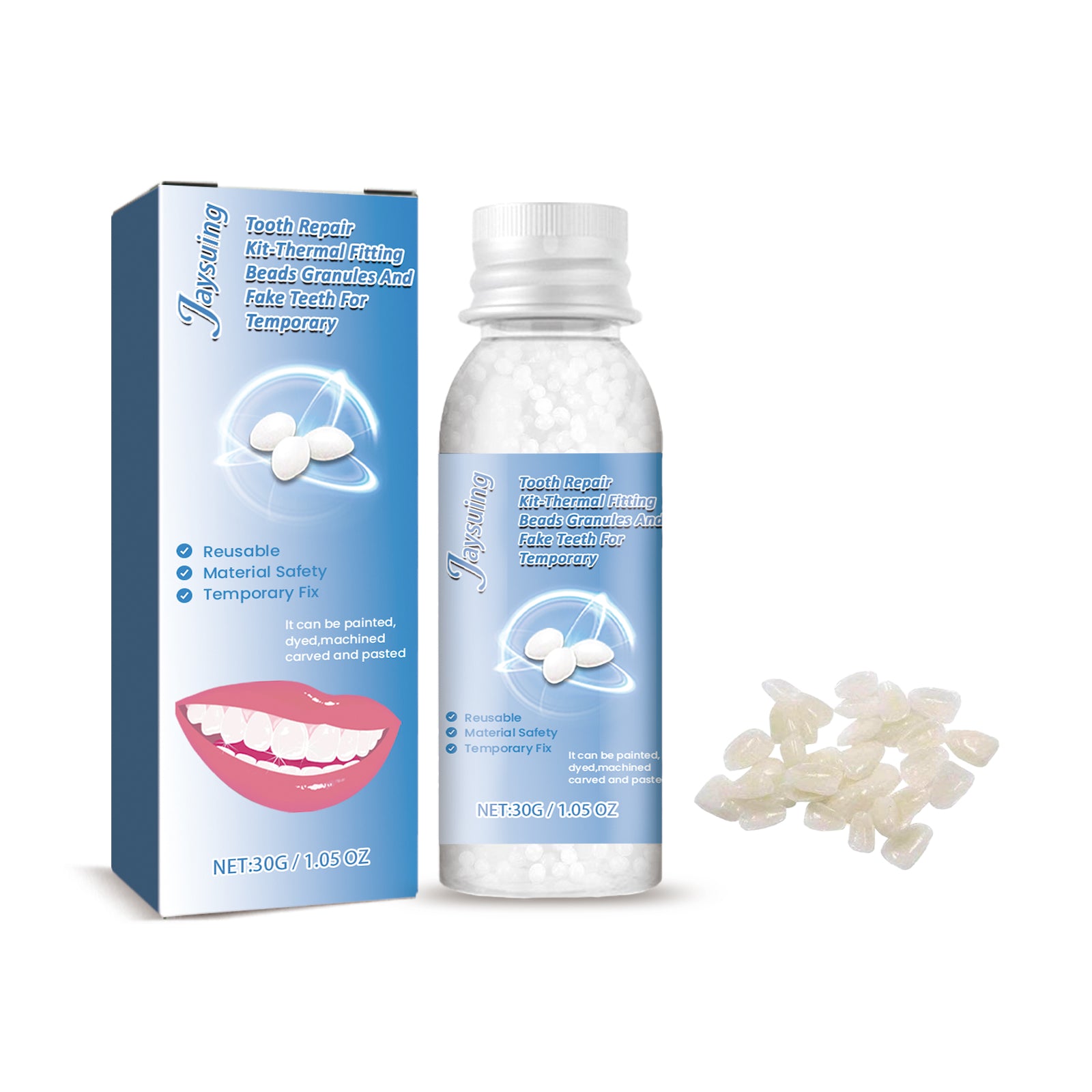 Kit de reparo dentário, maquiagem de Halloween para modificação de dentes, dentaduras, obturações e buracos, com cola.