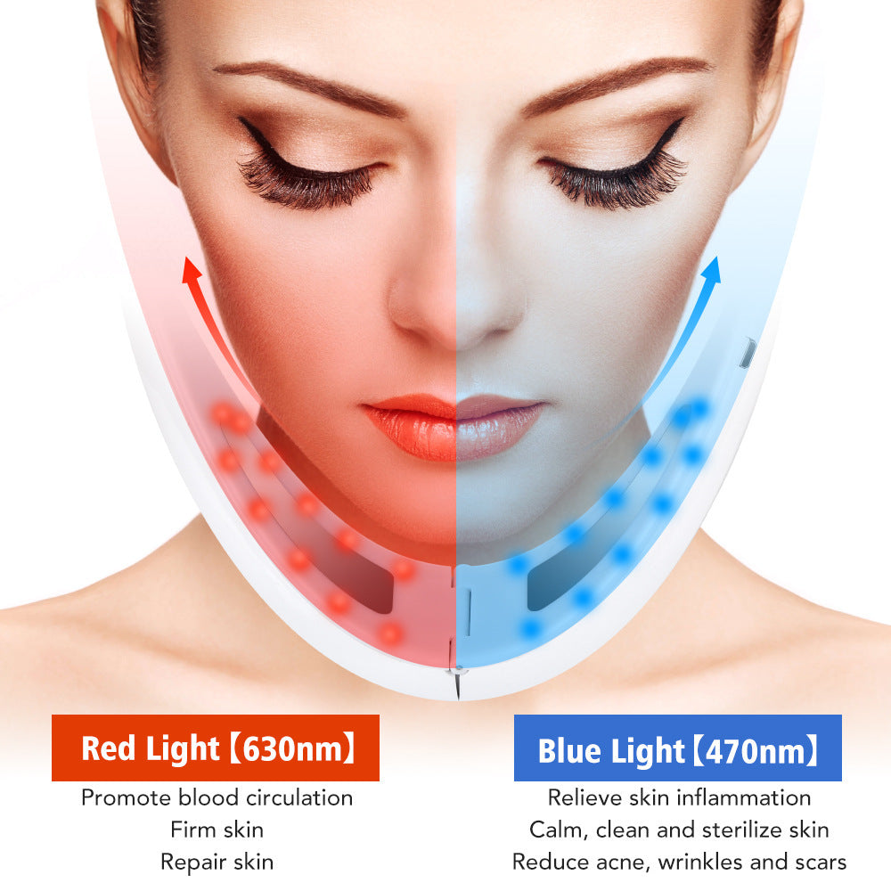 Microcorrente Luz Colorida Instrumento V para Firmeza Facial  Beauty Instrument Hot Compress Lifting Face Slimming Instrument