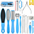 Conjunto de manicure e pedicure HISOME com 18 peças, incluindo placa para os pés, lixadeira para remover pele morta, cortador de unhas e removedor de calosidades.