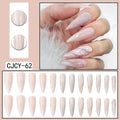 24 unhas finas em ABS para unhas compridas, 1 gel de gelatina, 1 lixa para unhas coloridas casuais para uso diário.