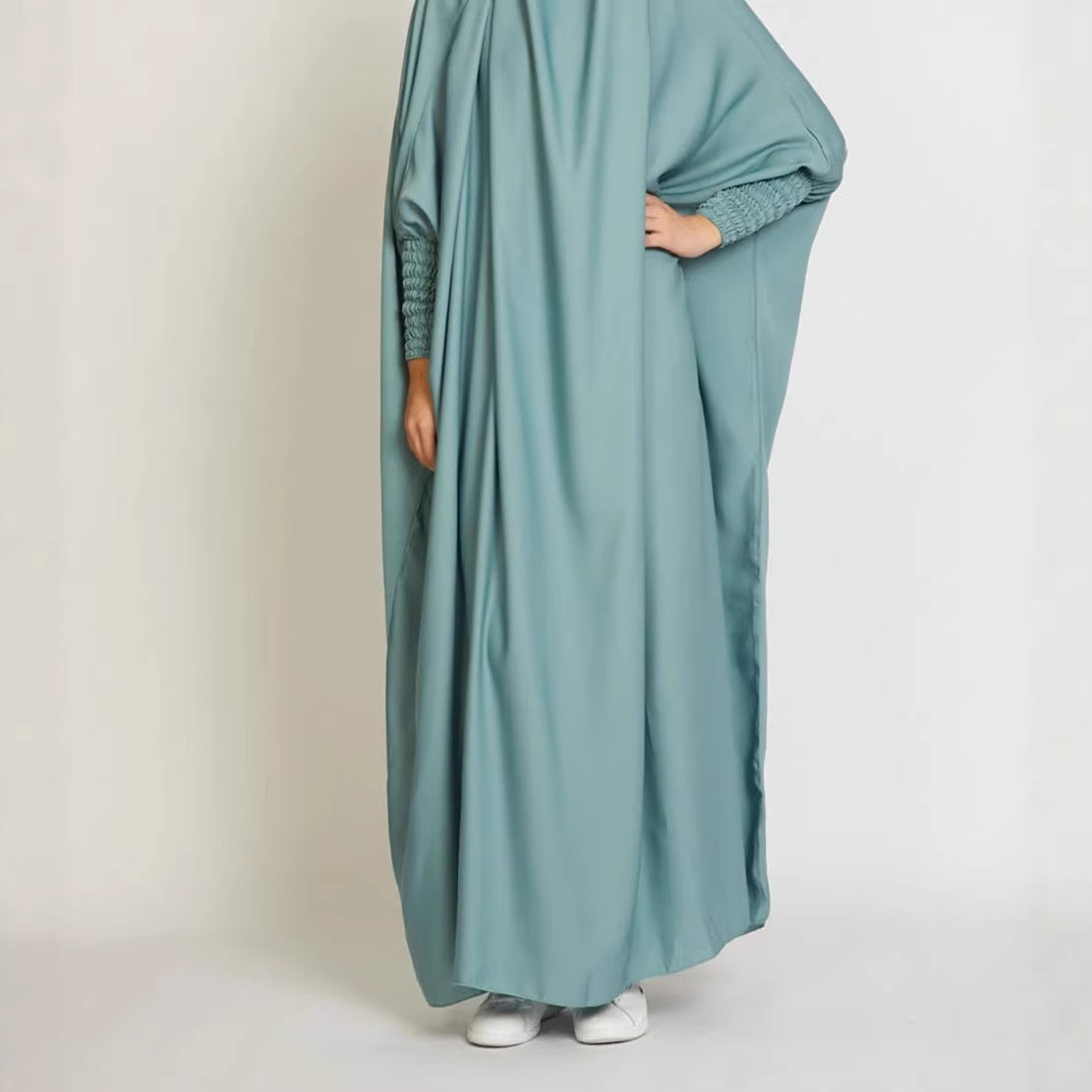 Vestido longo feminino elegante e solto, cor sólida, casual, plus size.