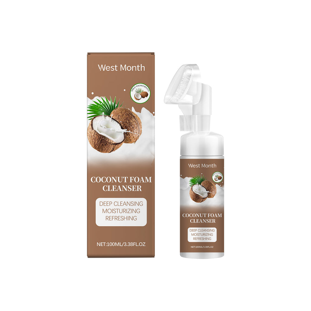 West&Month Espuma de Limpeza com Coco, Limpador Suave de Poros, Limpador Hidratante Refrescante