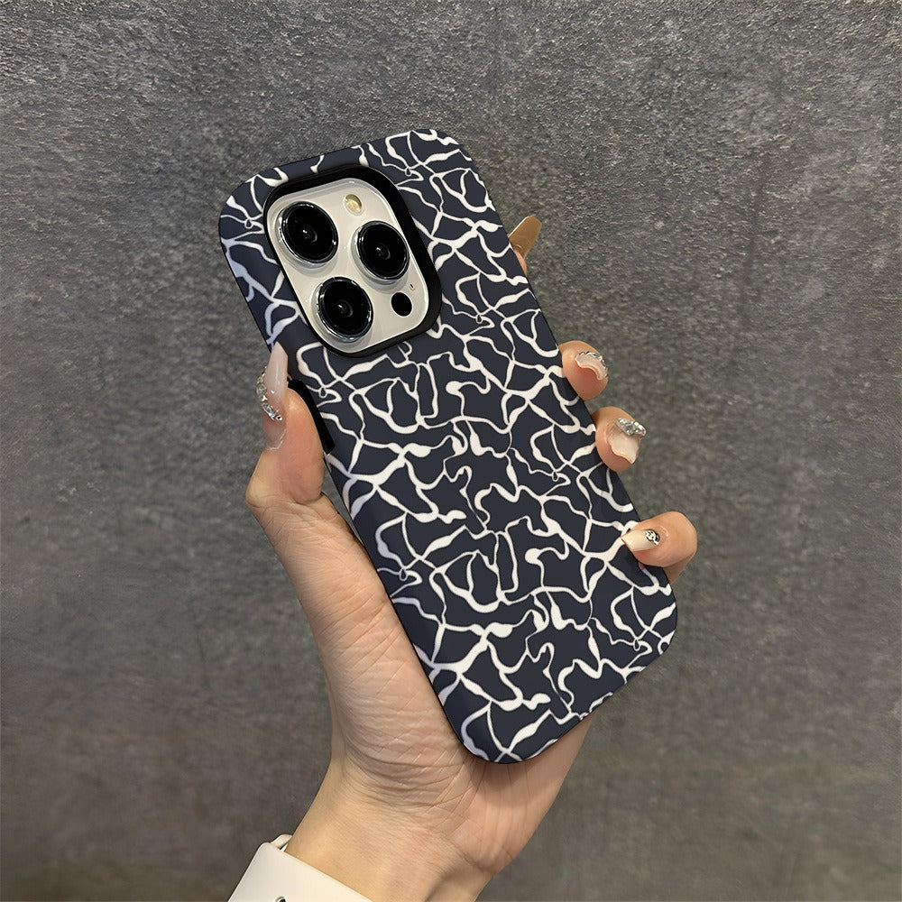 Capa de celular estampada Apple 14pm 2 em 1 com película, IP16 Pro, capa rígida feminina 12pm 15