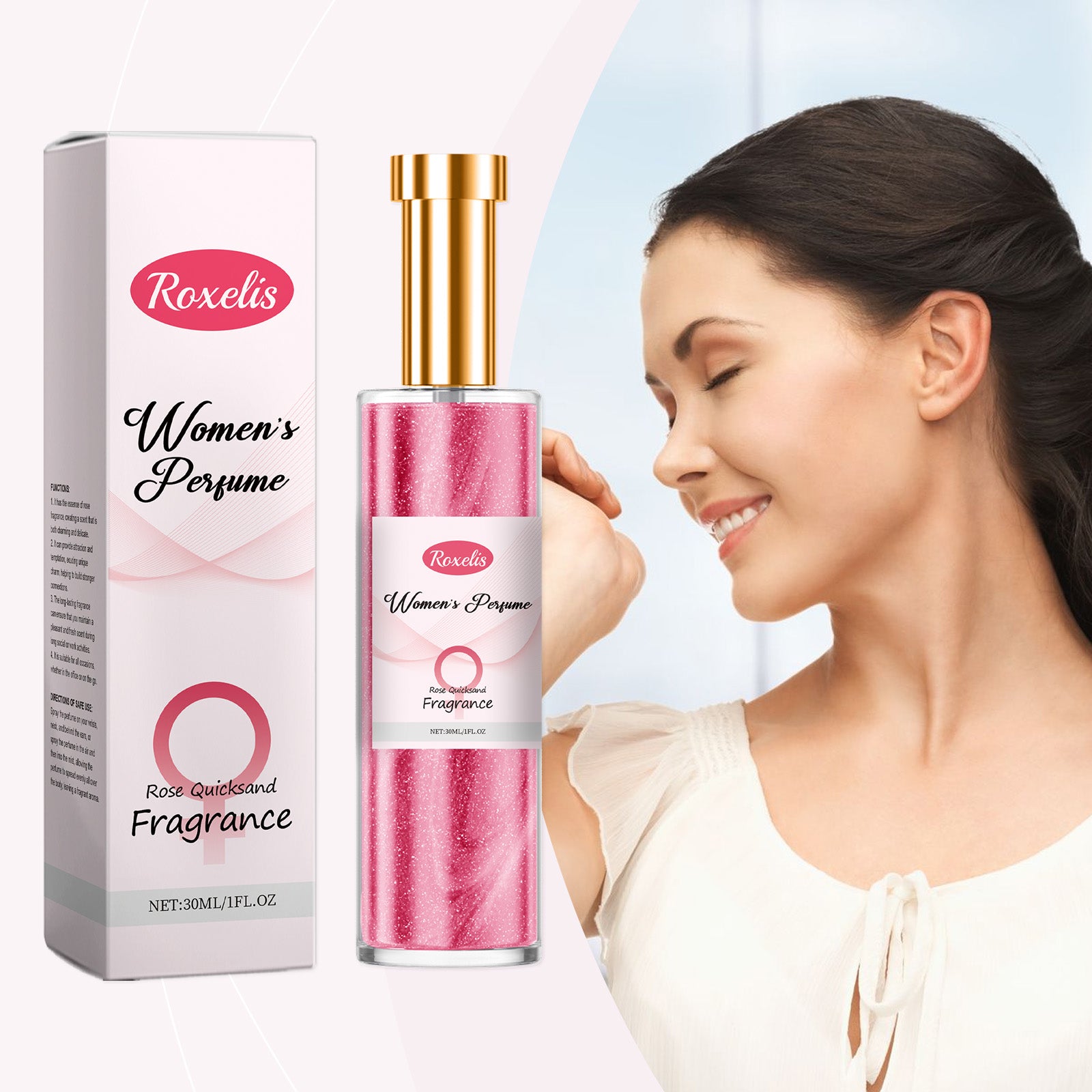 Roxelis Rose Perfume Feminino Charm Exala Charme Fragrância Natural e Fresca de Longa Duração Perfume Feminino para Uso Diário
