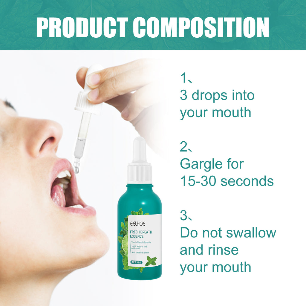 EELHOE Fresh Breath Essence, Limpa ou Mau Hálito e Deixa ou Hálito Fresco com Aroma de Menta