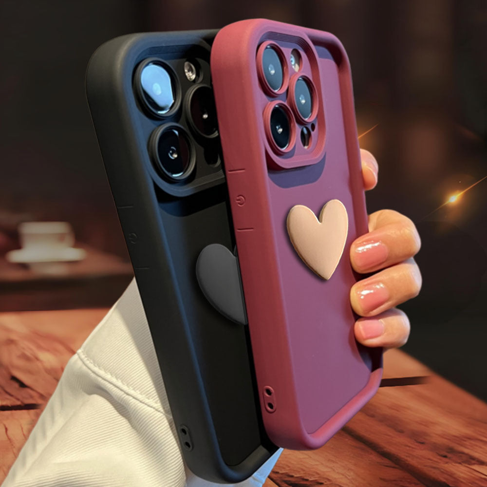 Capa protetora 3D Love para iPhone 15, compatível com Apple Phone, acabamento fosco e confortável para a pele, compatível com iPhone 14 Pro Max, com lente inclusa.