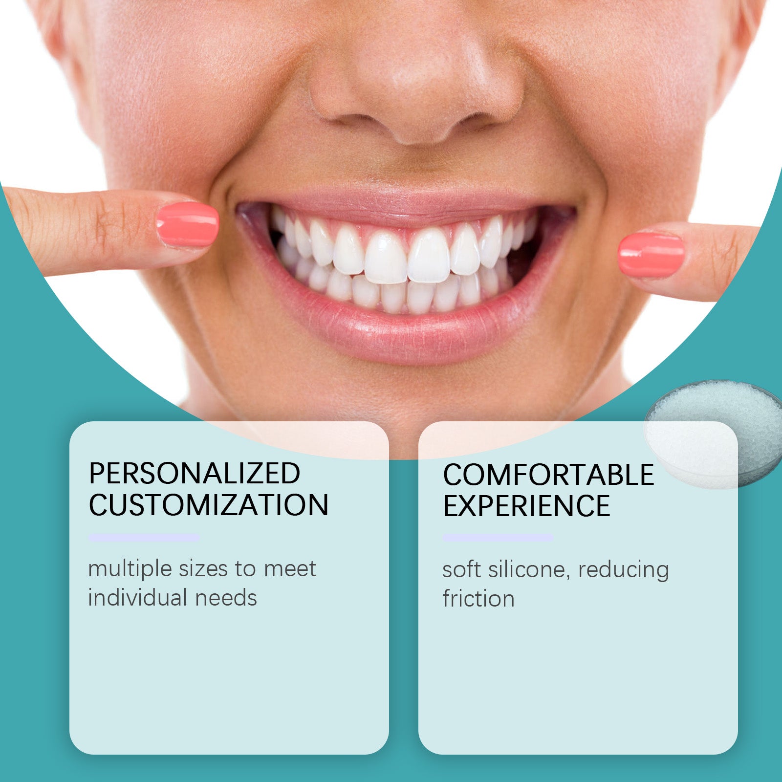 Próteses dentárias ajustáveis com fivela, próteses confortáveis e ajustáveis que se adaptam à força de mastigação e aos dentes.