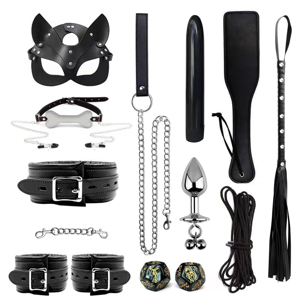 Conjunto de algemas e tornozeleiras de couro e esponja para condicionamento físico e bondage.