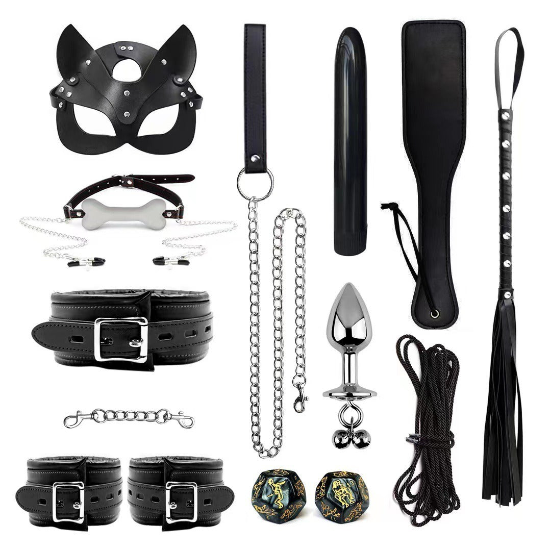 Conjunto de algemas e tornozeleiras de couro e esponja para condicionamento físico e bondage.
