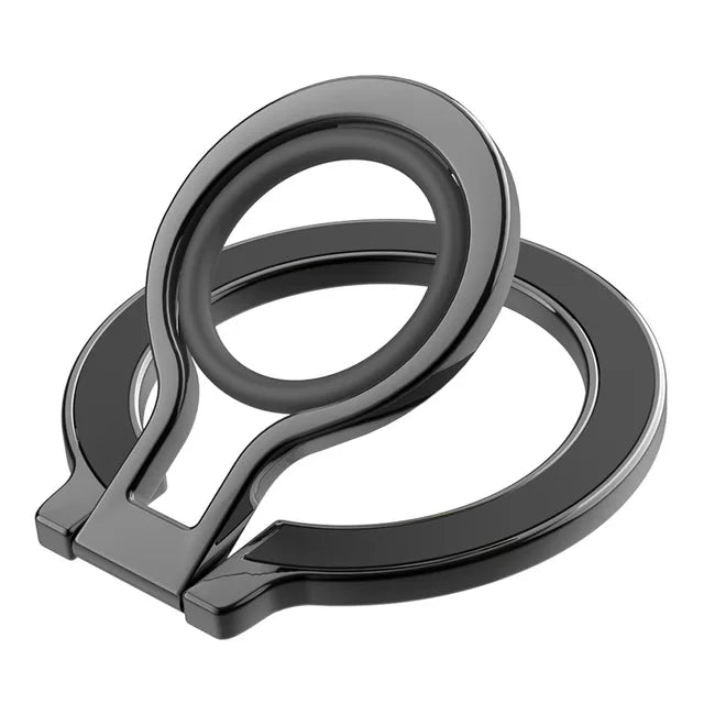 Suporte de anel giratório para celular com fixação magnética, adesivo traseiro e suporte para iPhone Magsafe.