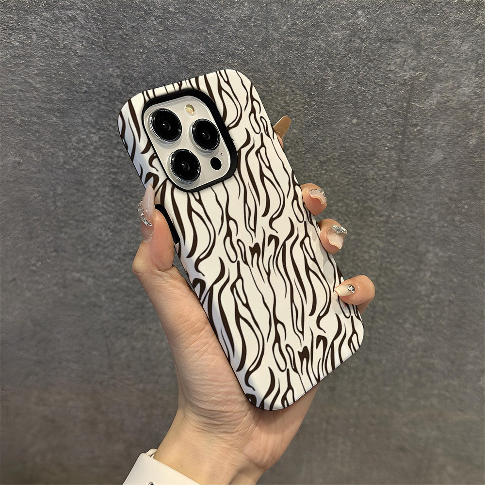 Capa de película 2 em 1 com estampa de leopardo branca, compatível com Apple iPhone 15 Pro Max, Apple iPhone 14 Pro e iPhone 16 Pro.