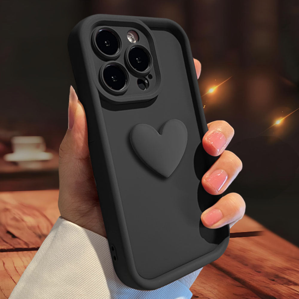 Capa protetora 3D Love para iPhone 15, compatível com Apple Phone, acabamento fosco e confortável para a pele, compatível com iPhone 14 Pro Max, com lente inclusa.