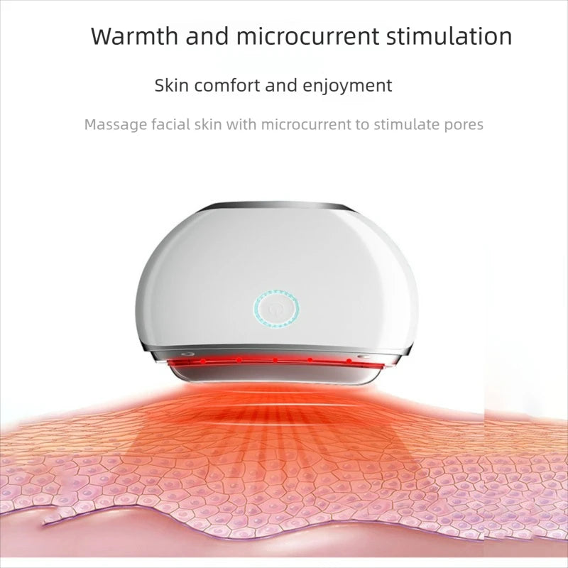 Aparelho de beleza doméstico para cuidados com a pele do rosto, raspagem elétrica, lifting facial e do pescoço com EMS (estimulação eletromagnética por microcorrente e vibração).