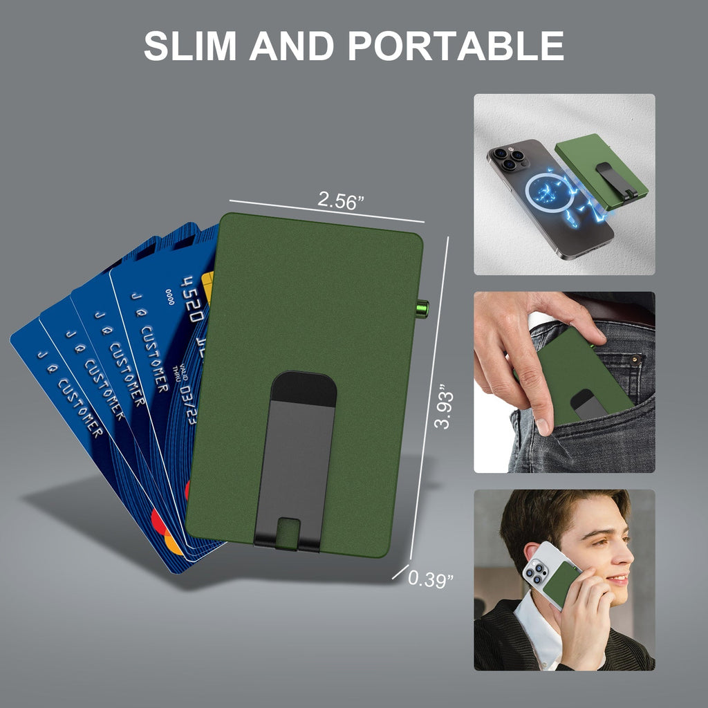 Minimalist Pop up Wallet with Money Clip, All Aluminum Slide Rfid Slim Card Holder - e & cj8e & cj8